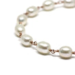 White Pearl Bracelet in Wire Wrapped Rose Gold