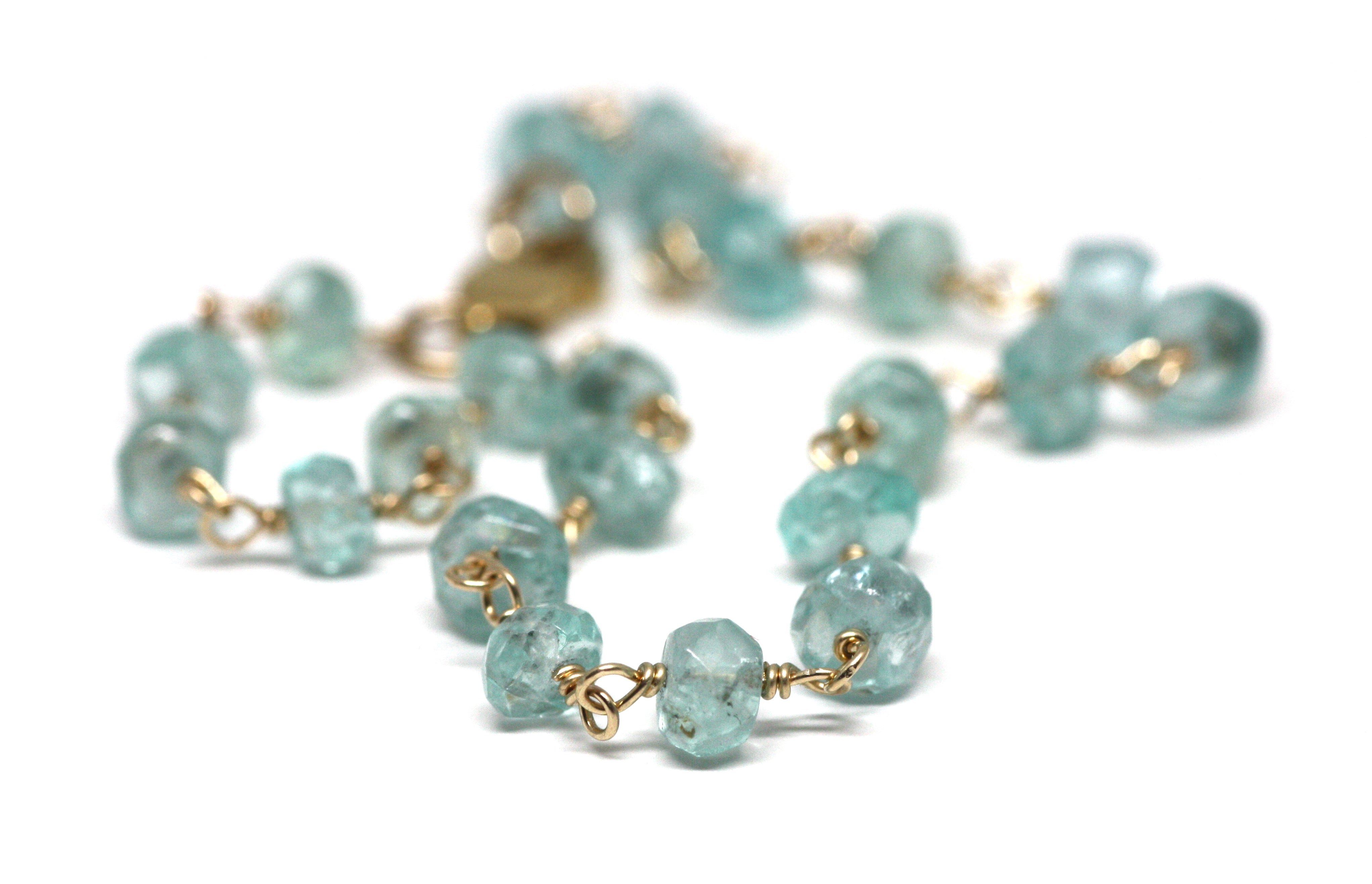 Apatite Bracelet in Wire Wrapped Gold
