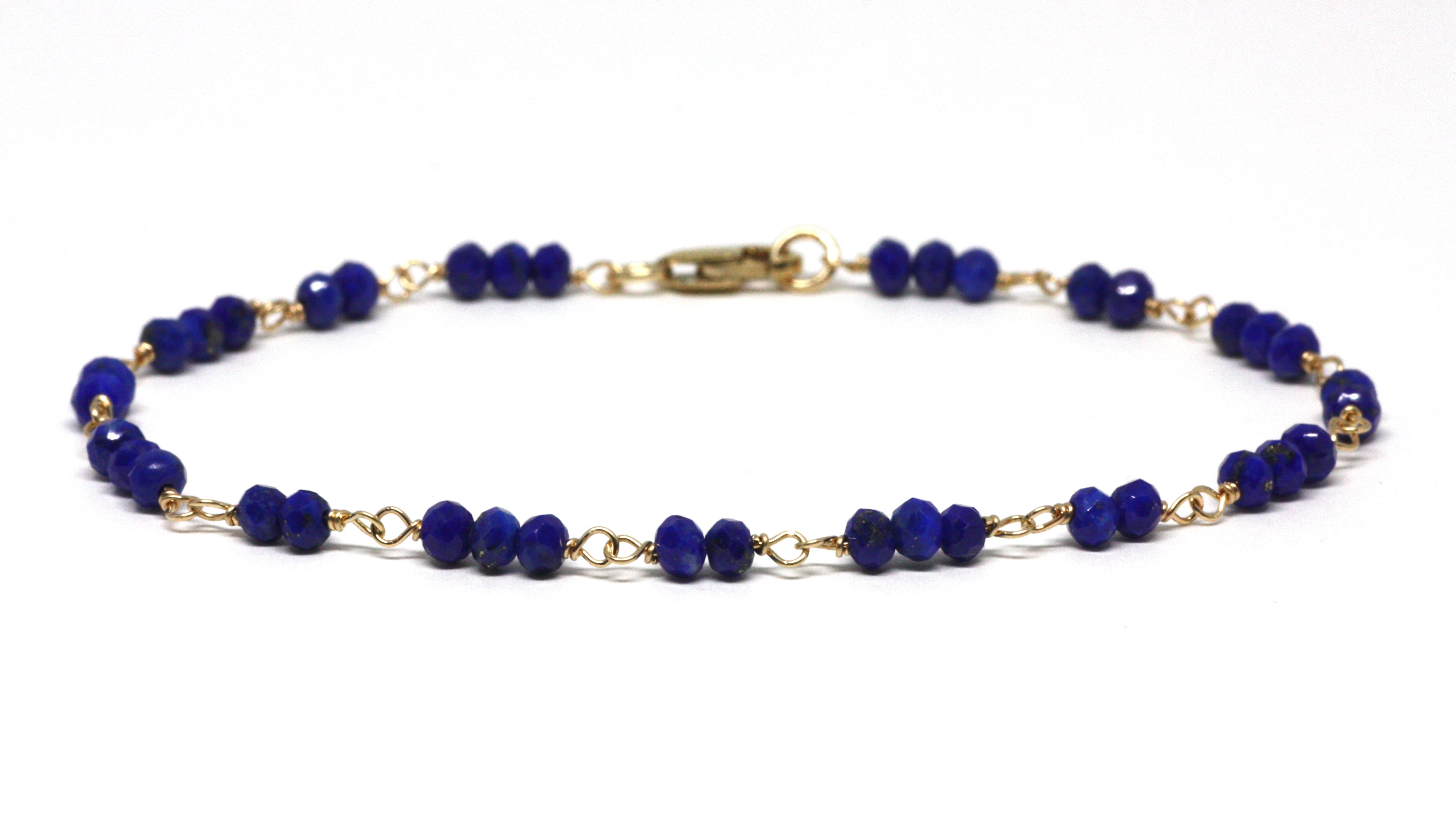 Lapis Lazuli Bracelet in Wire Wrapped Gold