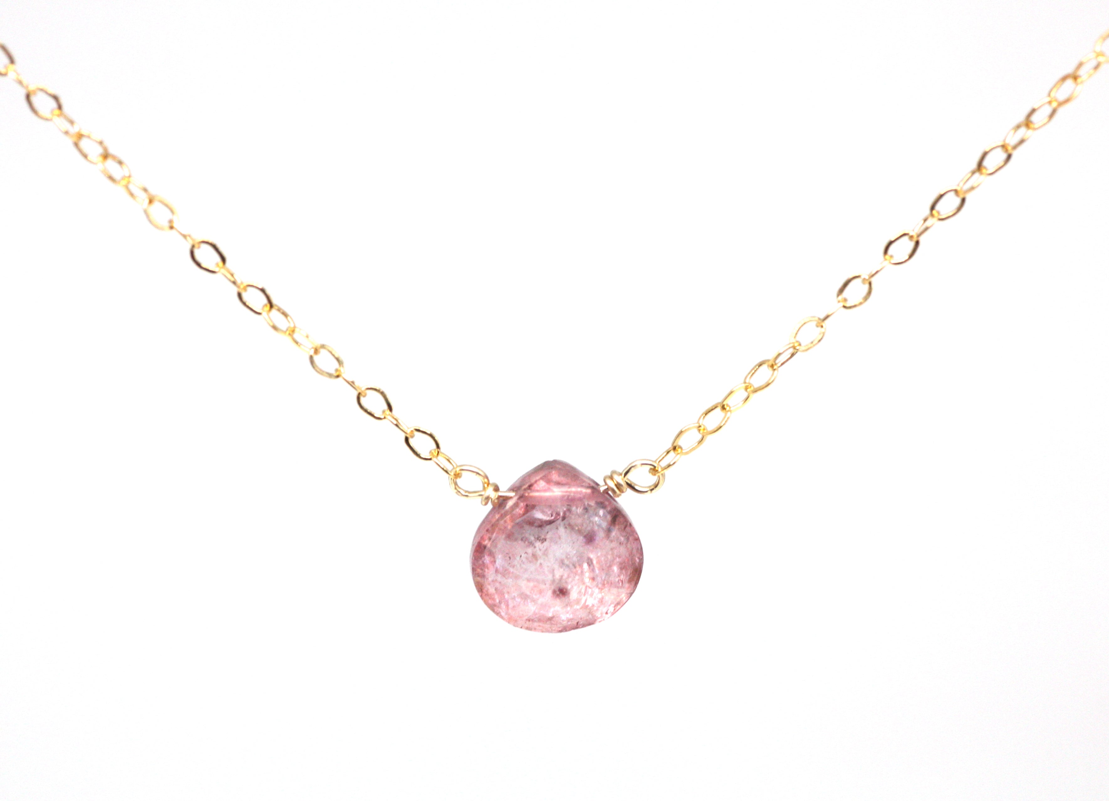Pink Quartz Small Pendant Necklace