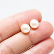 Peach Pink Pearl Stud Earrings 8mm