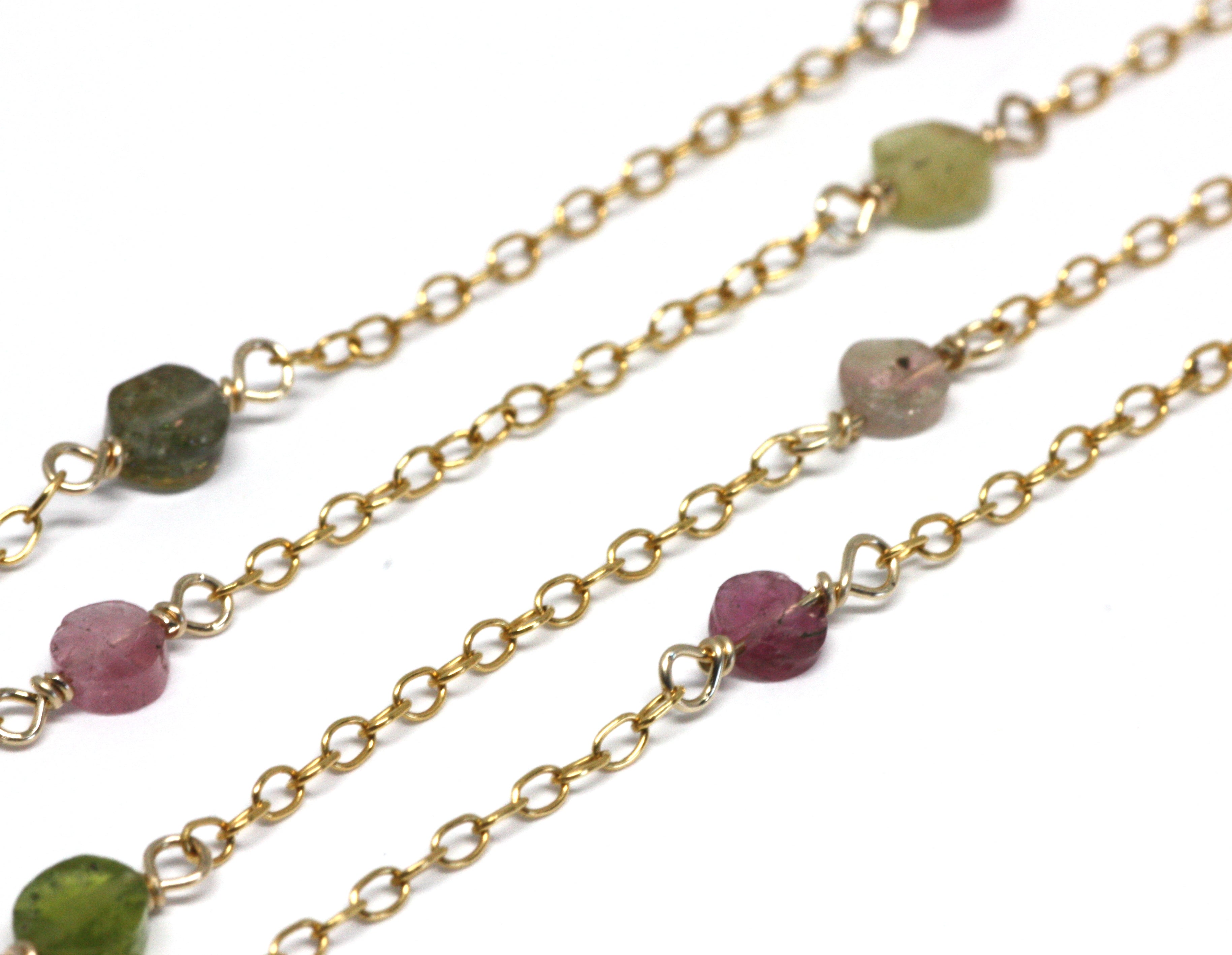 Watermelon Tourmaline Wire Wrapped Layering Necklace