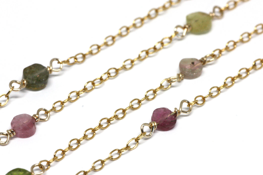 Watermelon Tourmaline Wire Wrapped Layering Necklace