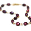Crimson Red Pearl Bracelet in Wire Wrapped Gold