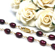 Crimson Red Pearl Bracelet in Wire Wrapped Gold