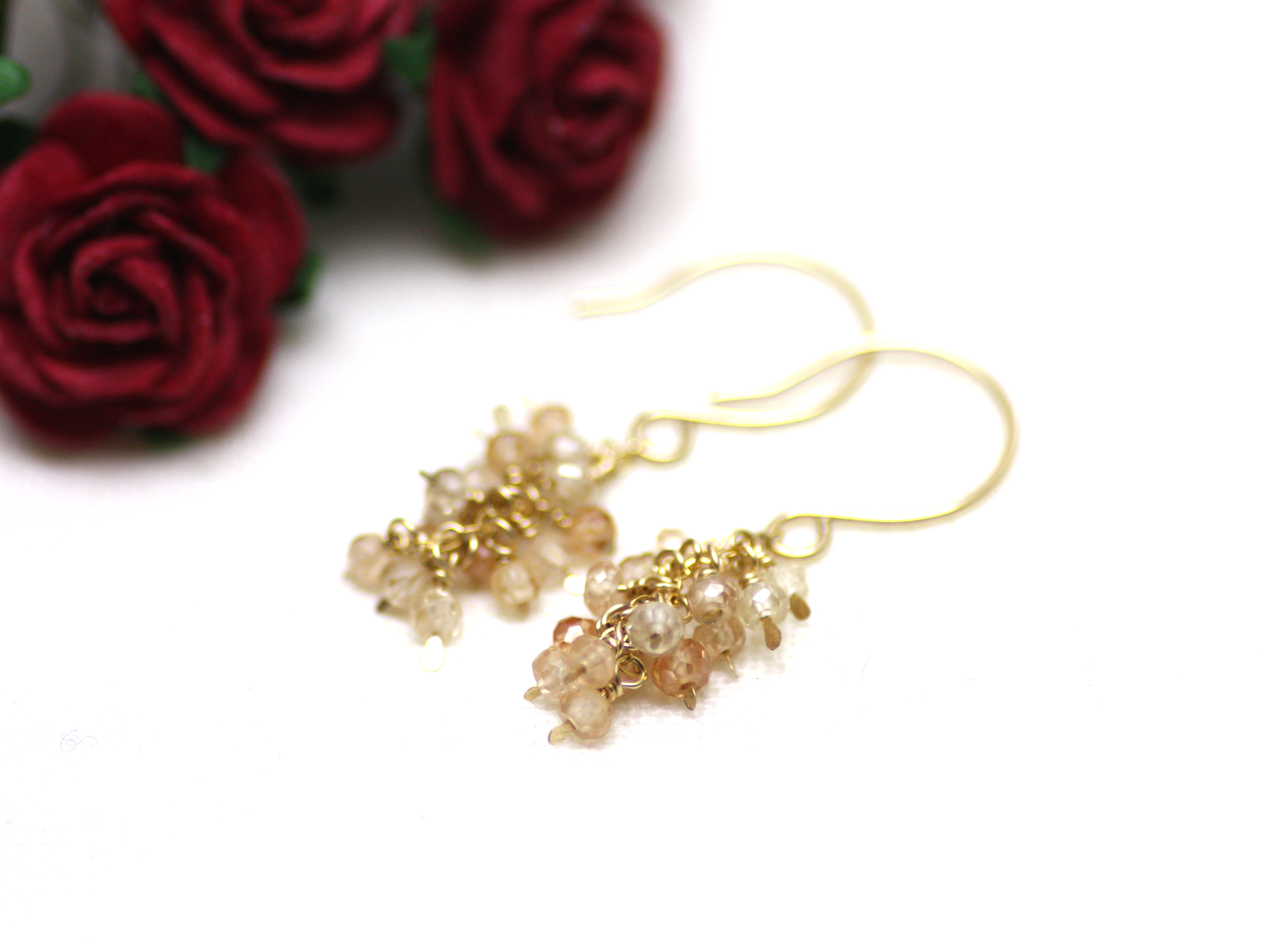 Peach Citrine Cluster Earrings