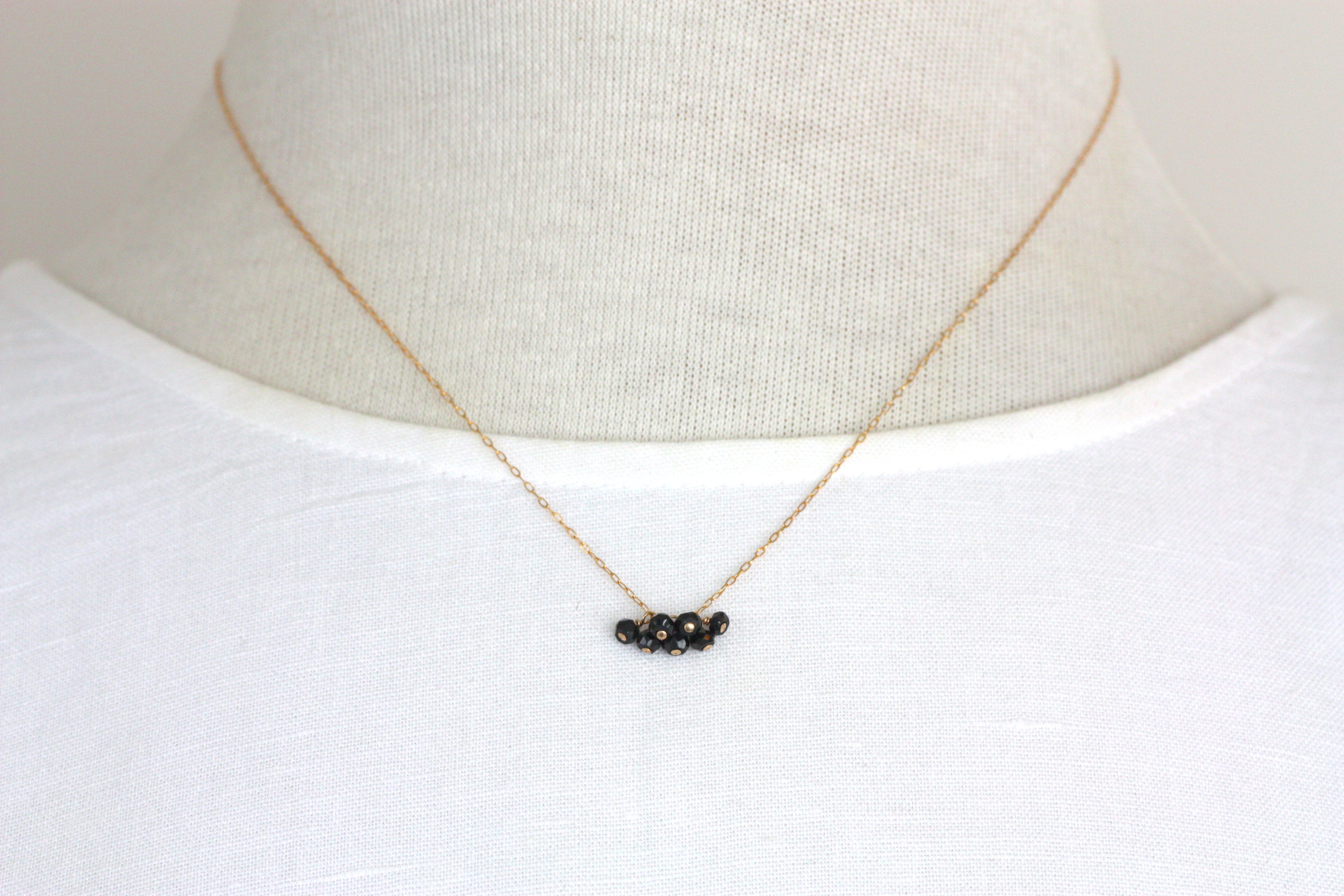 Black Spinel Mini Cluster Necklace