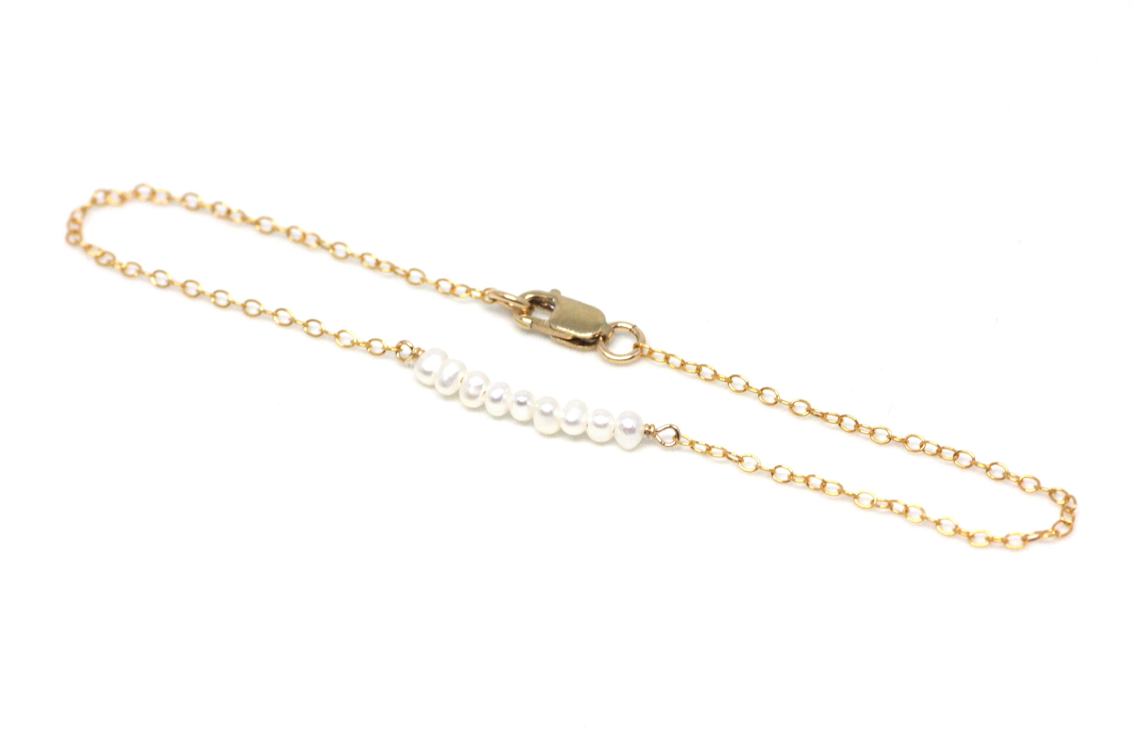White Pearl Petite Bar Bracelet