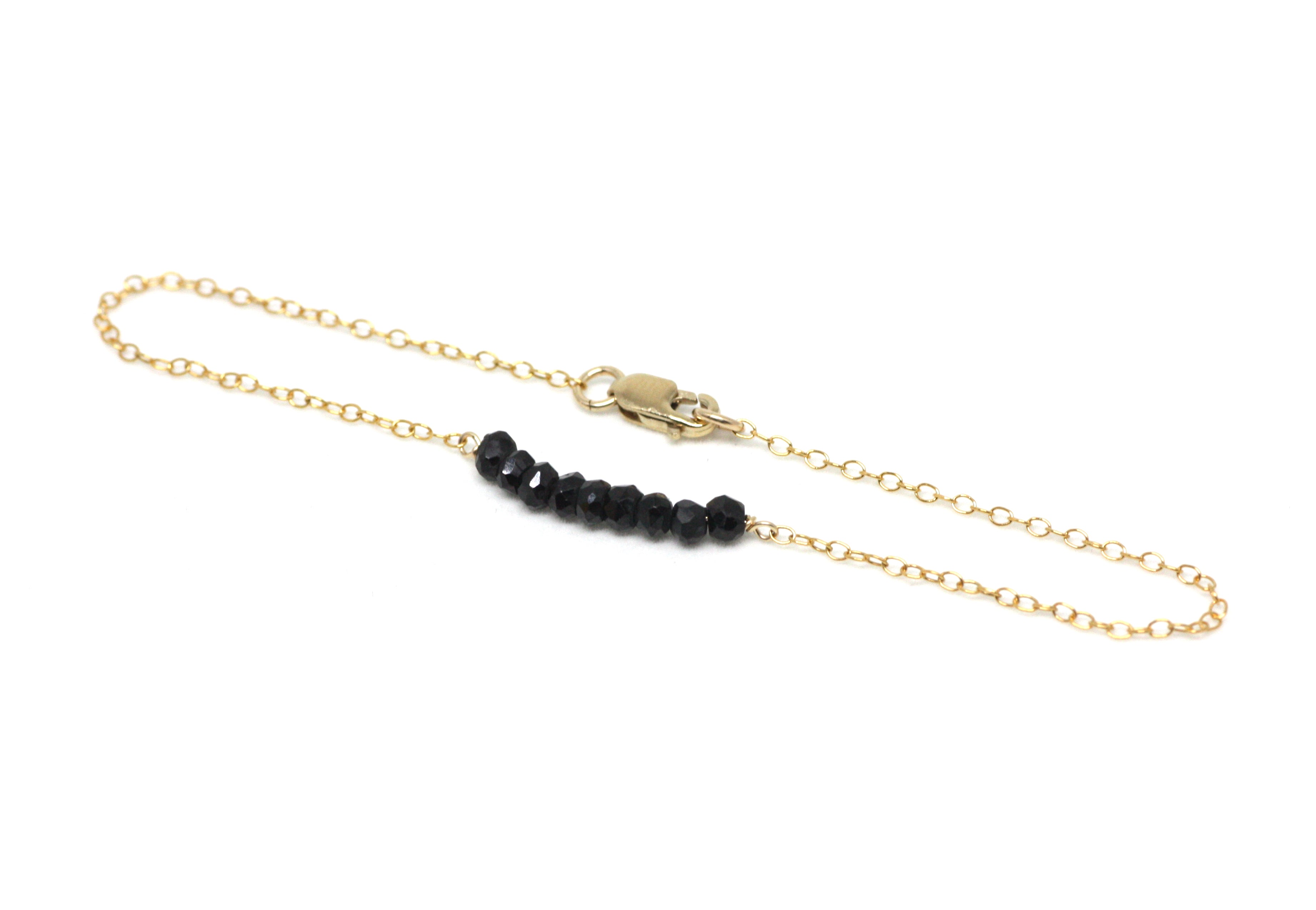 Black Spinel Petite Bar Bracelet