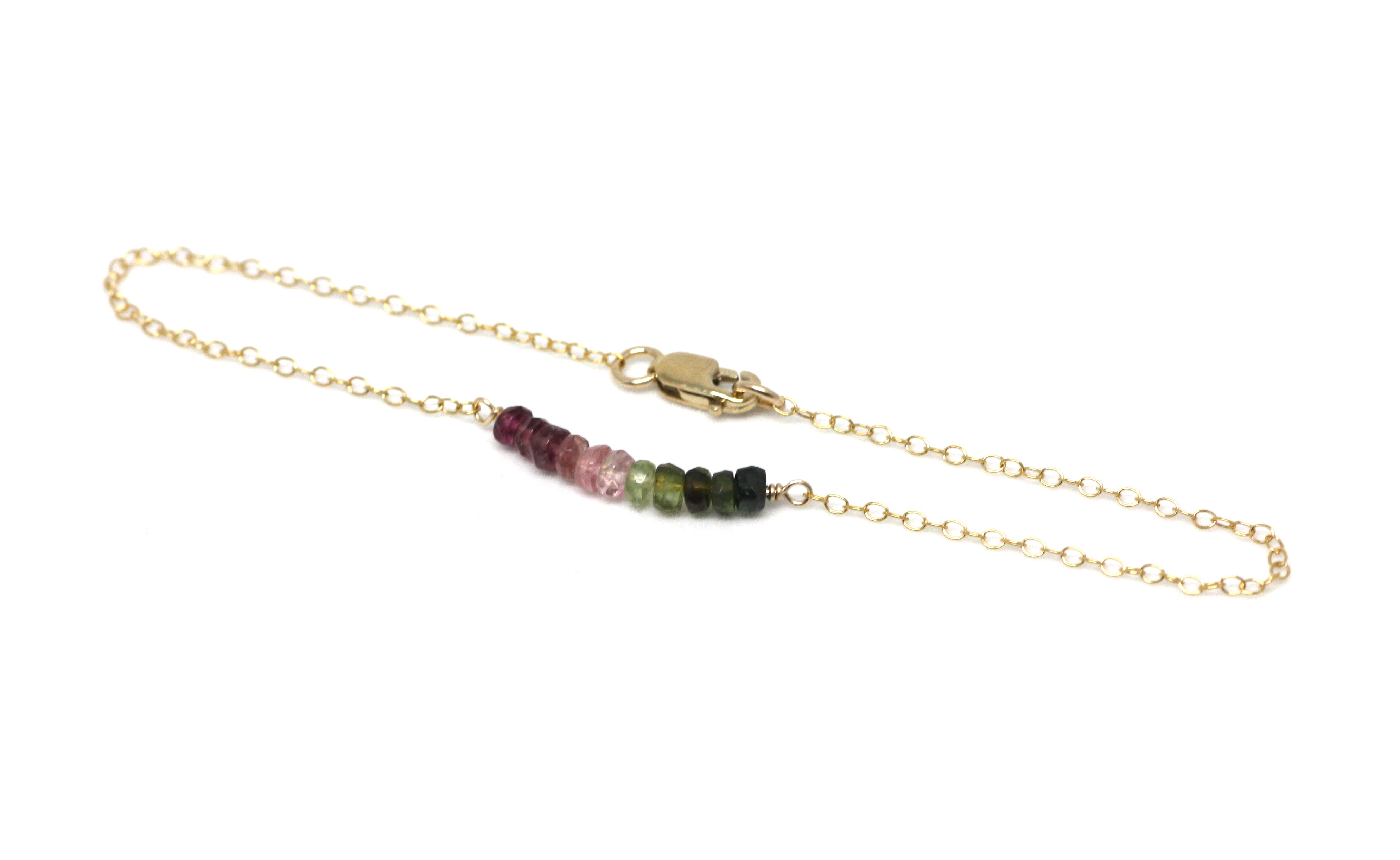 Watermelon Tourmaline Petite Bar Bracelet