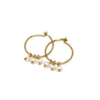 White Pearl Small Hoop Earrings in Gold