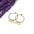 White Pearl Small Hoop Earrings in Gold