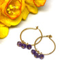Amethyst Small Hoop Earrings in Gold