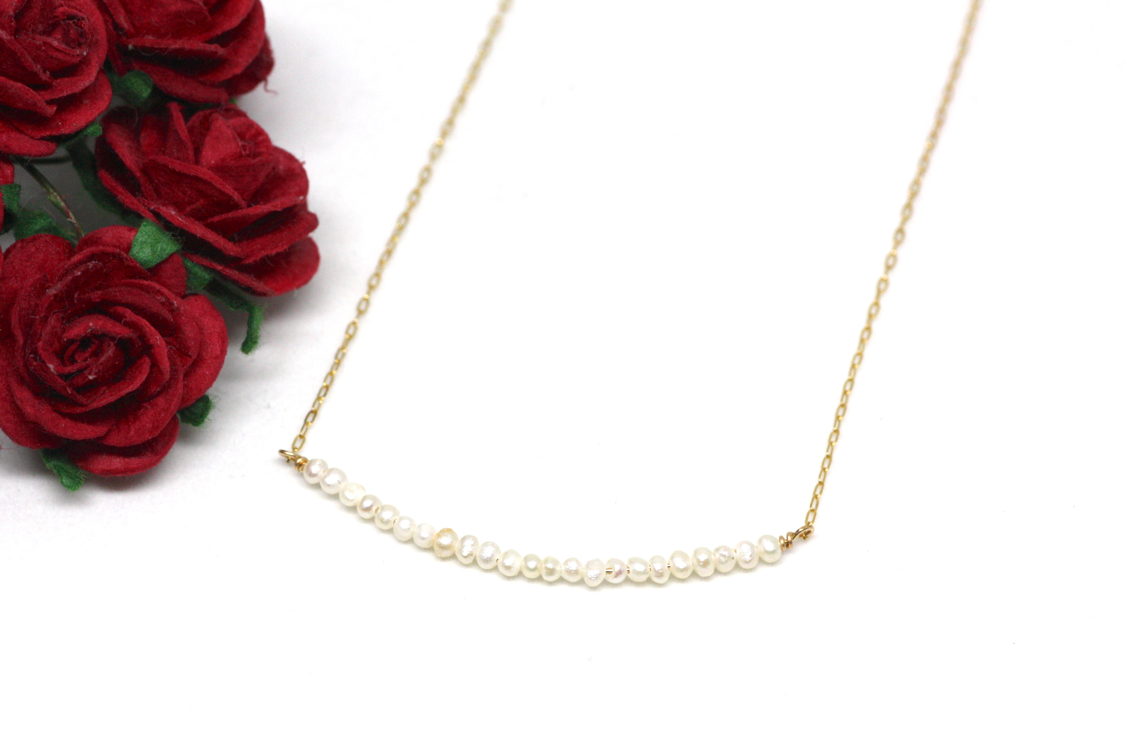 White Pearl Bar Necklace
