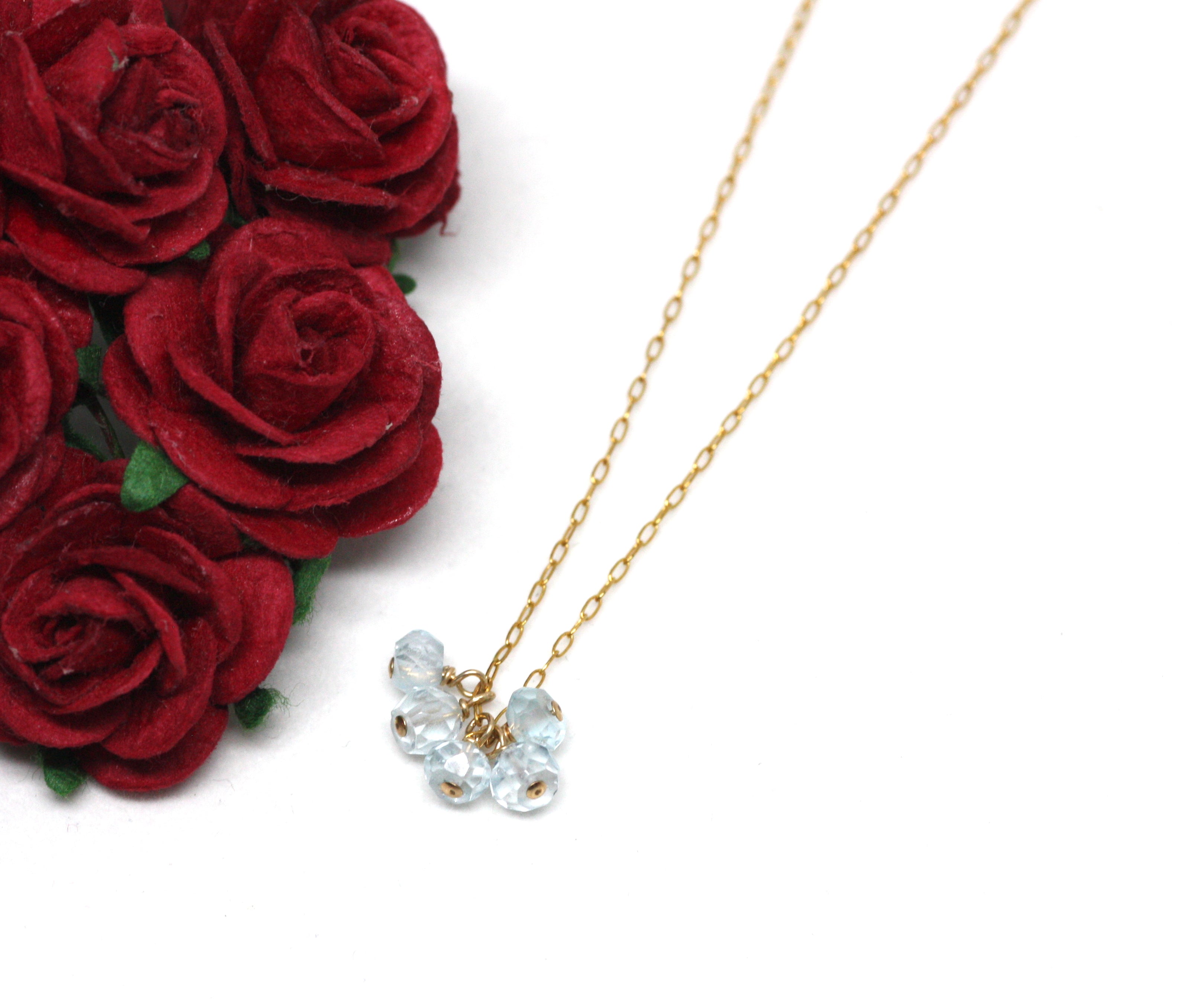 Blue Topaz Mini Cluster Necklace
