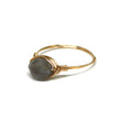 Gold bracelet with a gray stone on a white background