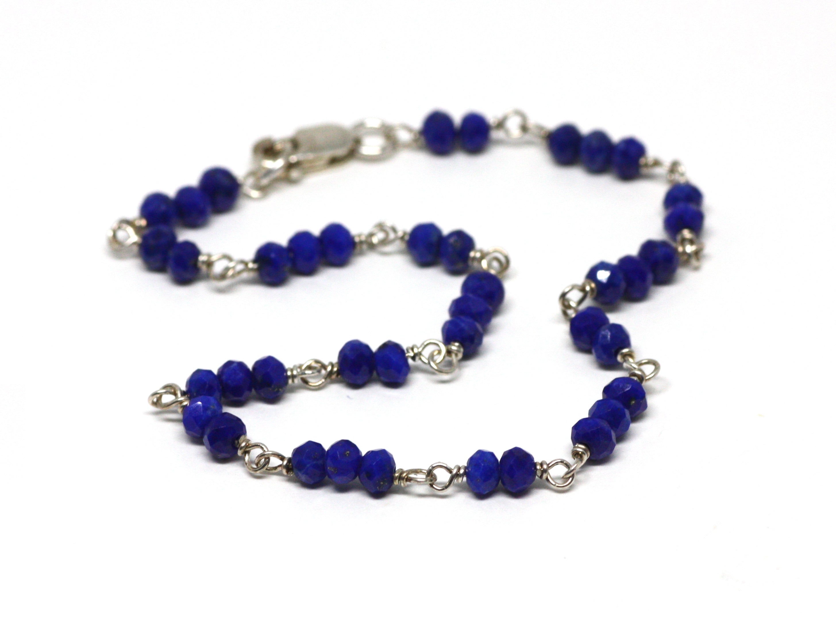 Lapis Lazuli Bracelet in Wire Wrapped Silver
