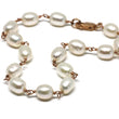 White Pearl Bracelet in Wire Wrapped Rose Gold
