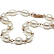 White Pearl Bracelet in Wire Wrapped Rose Gold