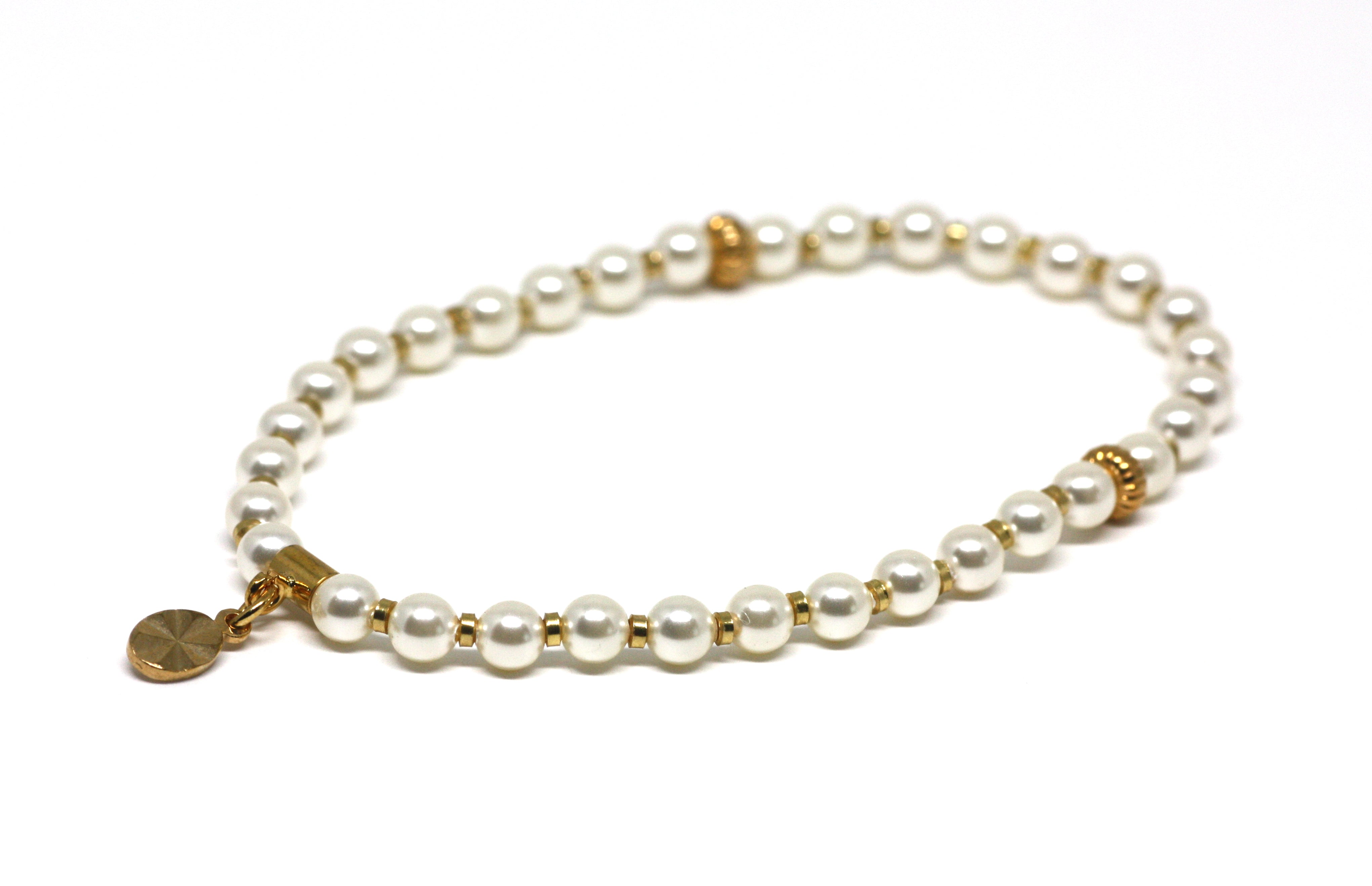 Creamrose Ivory Pearl and Gold Wrist Tasbih