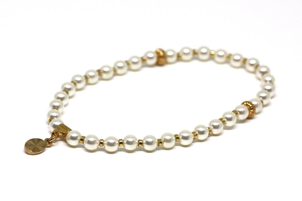 Creamrose Ivory Pearl and Gold Wrist Tasbih