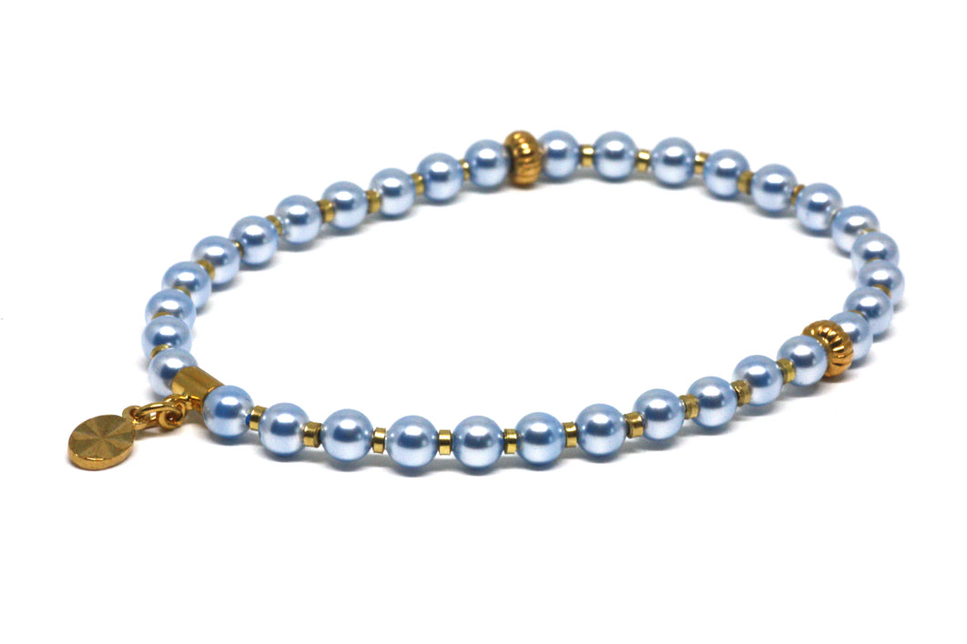 Baby Blue Pearl and Gold Wrist Tasbih