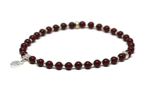 Crimson Red Pearl and Silver Wrist Tasbih