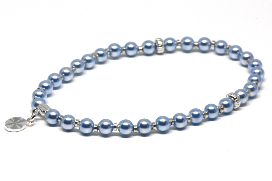 Baby Blue Pearl and Silver Wrist Tasbih