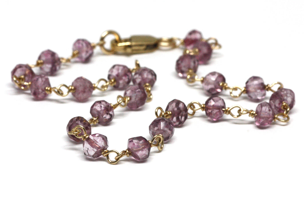 Pink Quartz Bracelet in Wire Wrapped Gold
