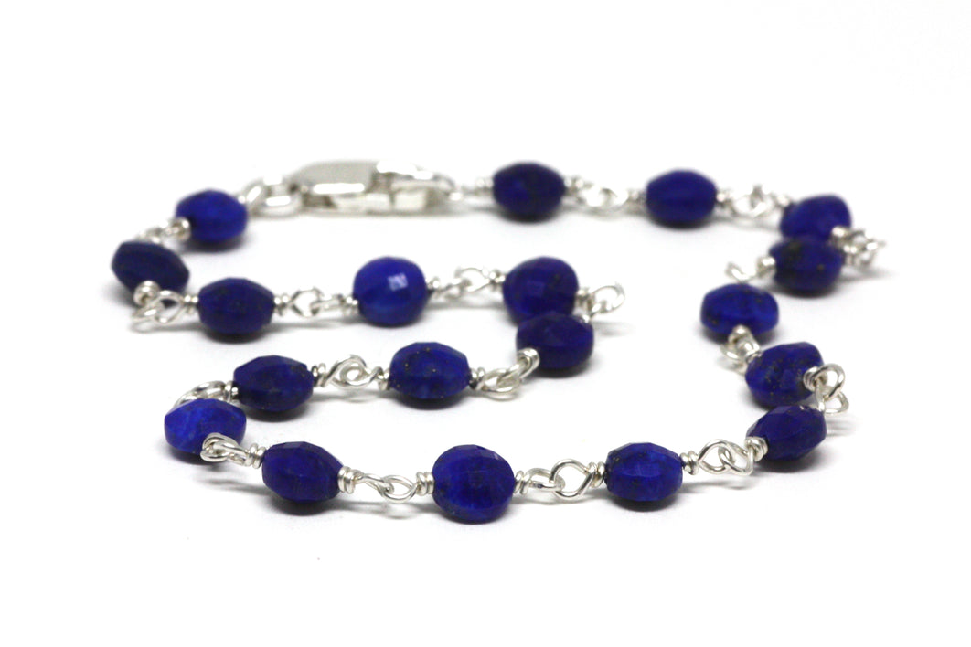 Lapis Lazuli Bracelet in Wire Wrapped Silver