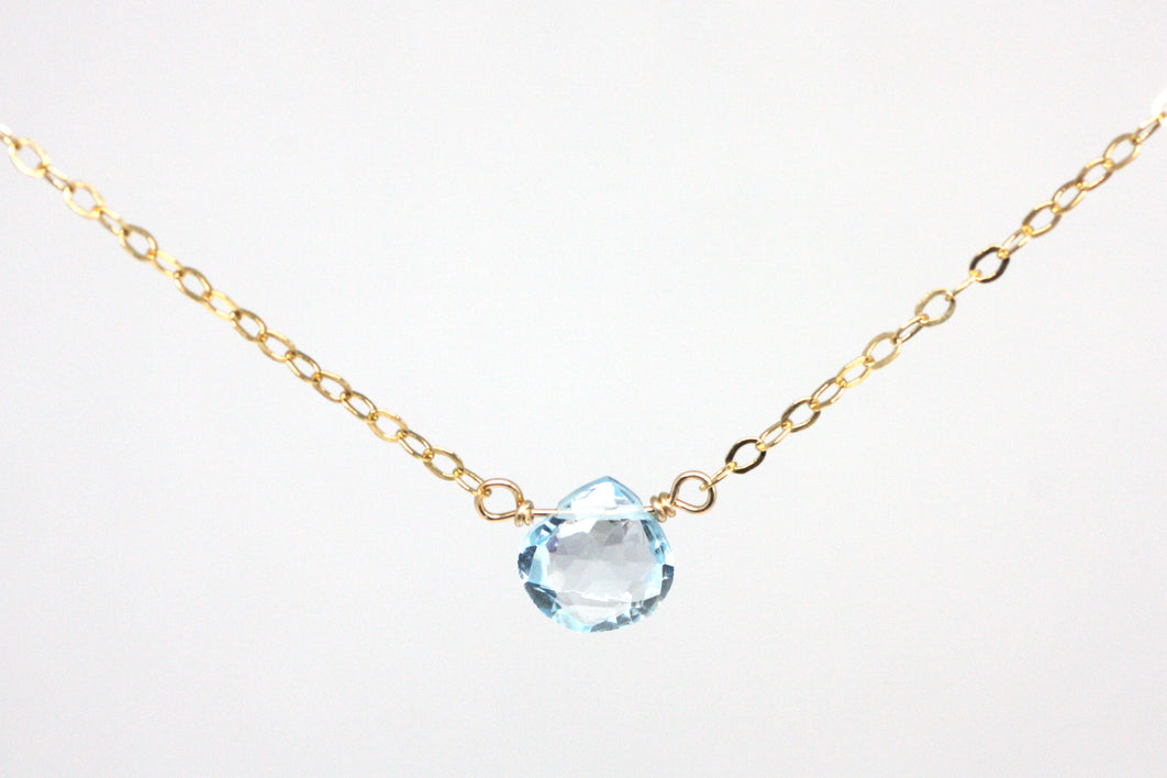 Blue Topaz Small Pendant Necklace