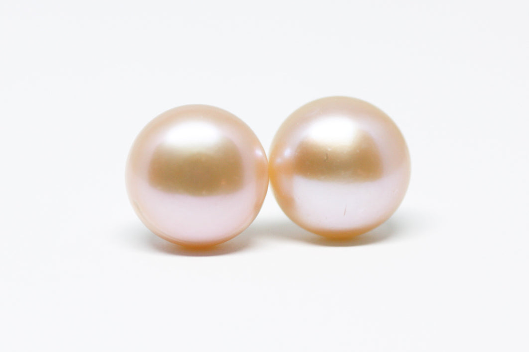 Pink Pearl Stud Earrings 10mm