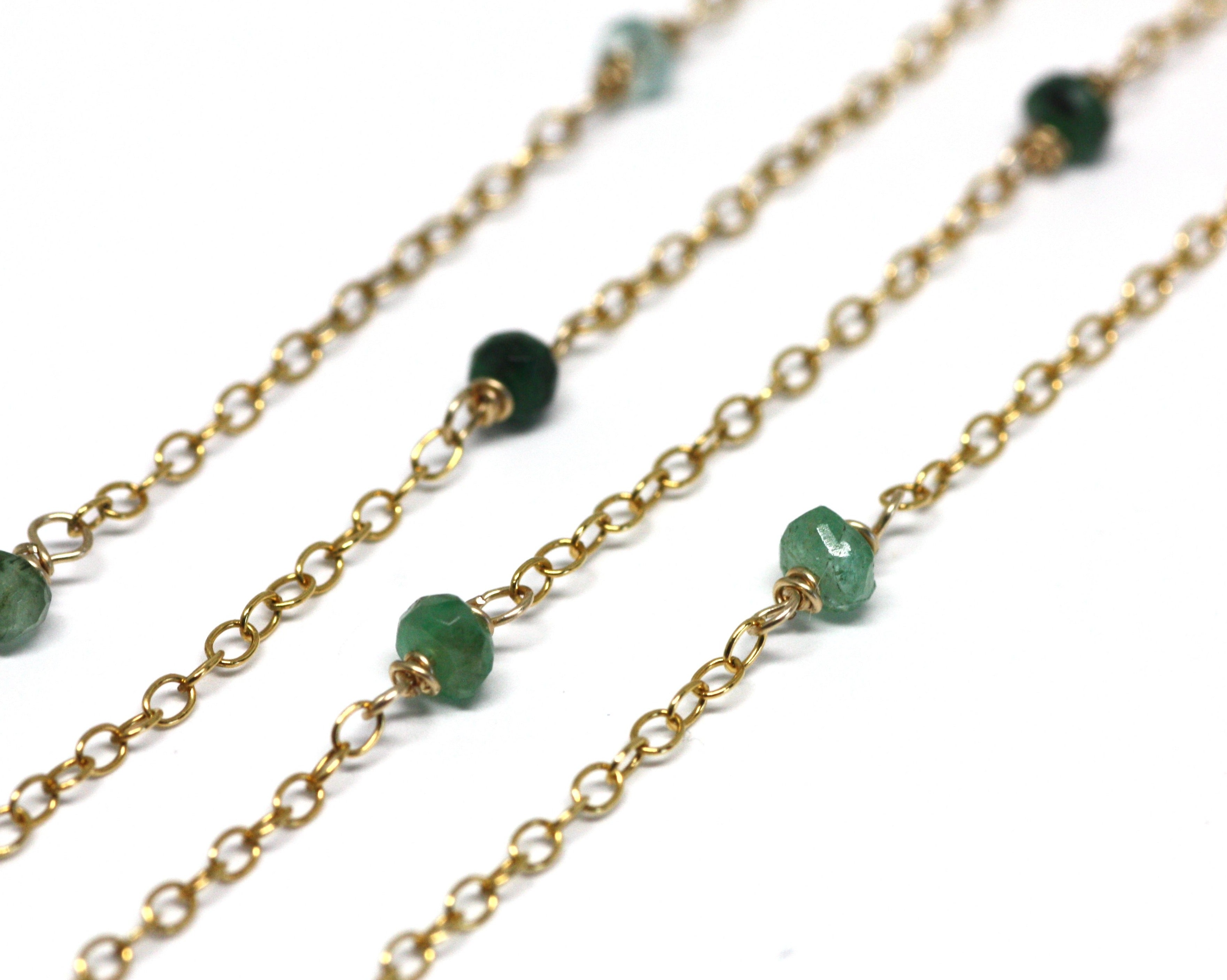 Emerald Wire Wrapped Layering Necklace