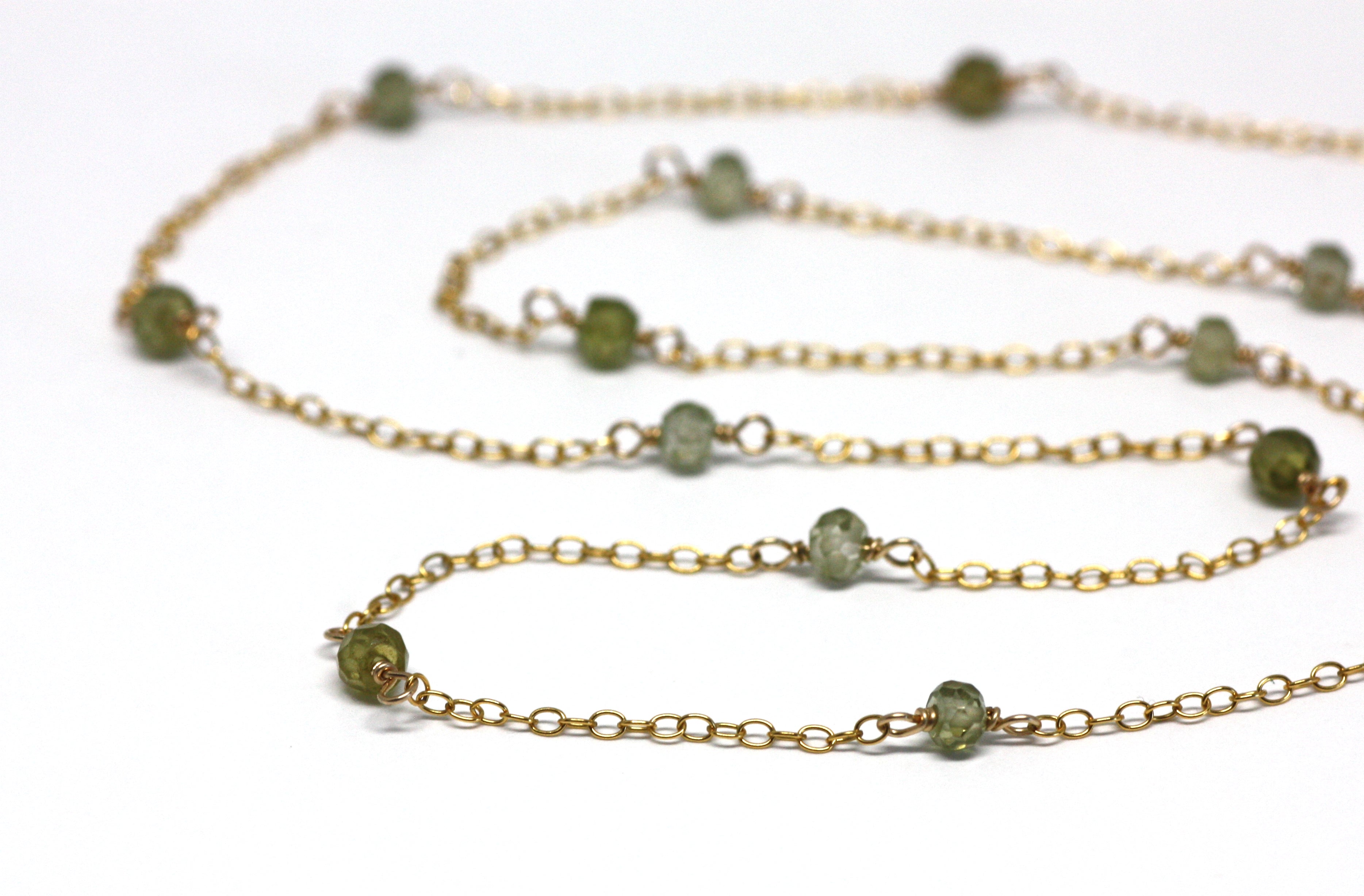 Peridot Wire Wrapped Layering Necklace