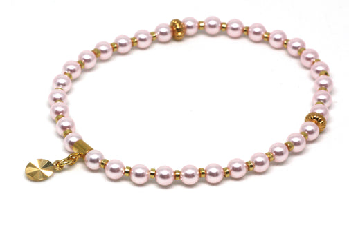 Rose Pearl and Gold Wrist Tasbih