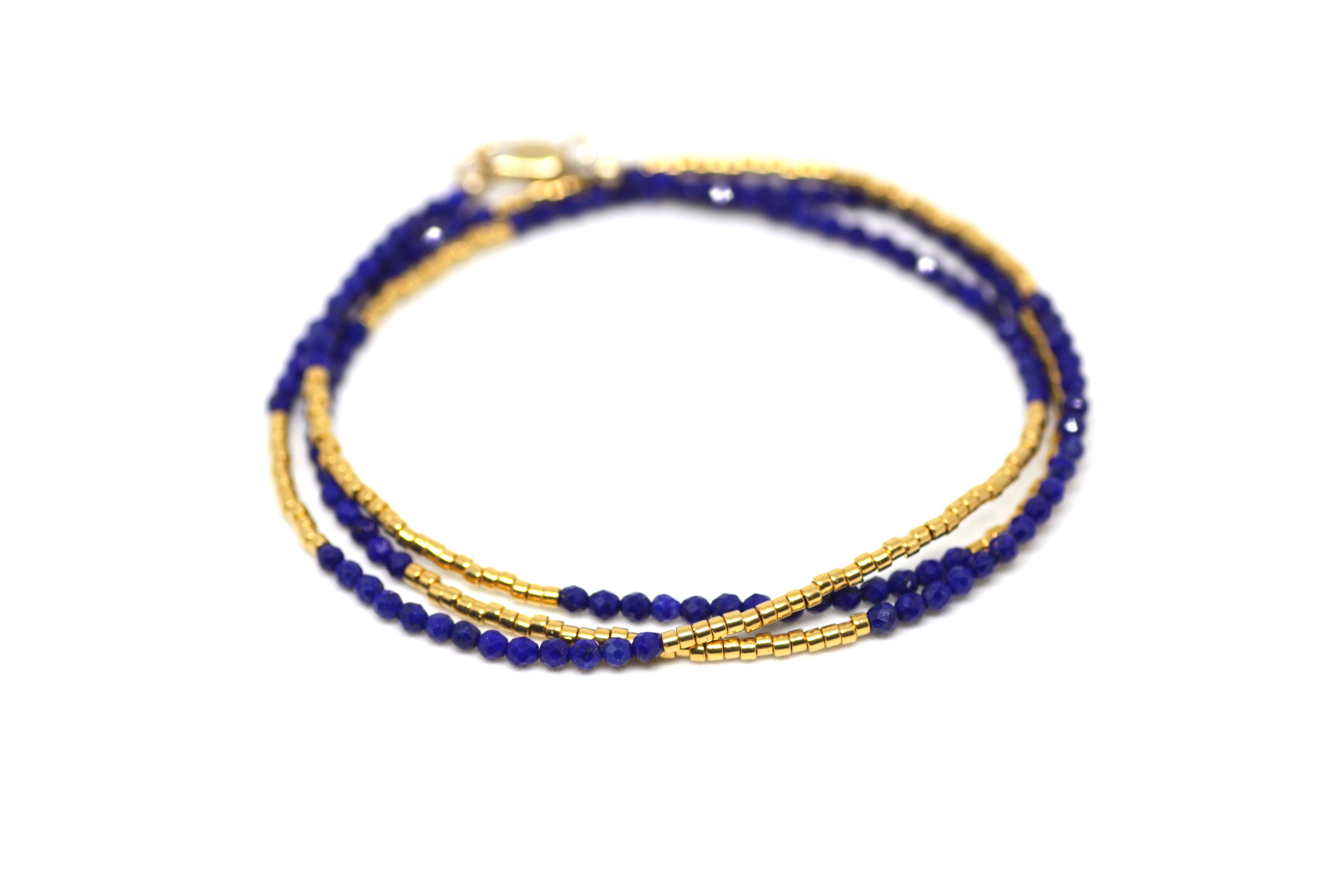 Lapis Lazuli and Gold Wrap Bracelet