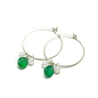 Green Onyx and Moonstone Hoop Earrings in Silver