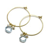 London Blue Topaz and Pearl Hoop Earrings in Gold