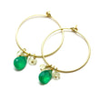 Green Onyx and Citrine Hoop Earrings in Gold