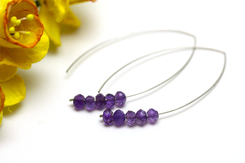 Amethyst Marquise Earrings in Silver