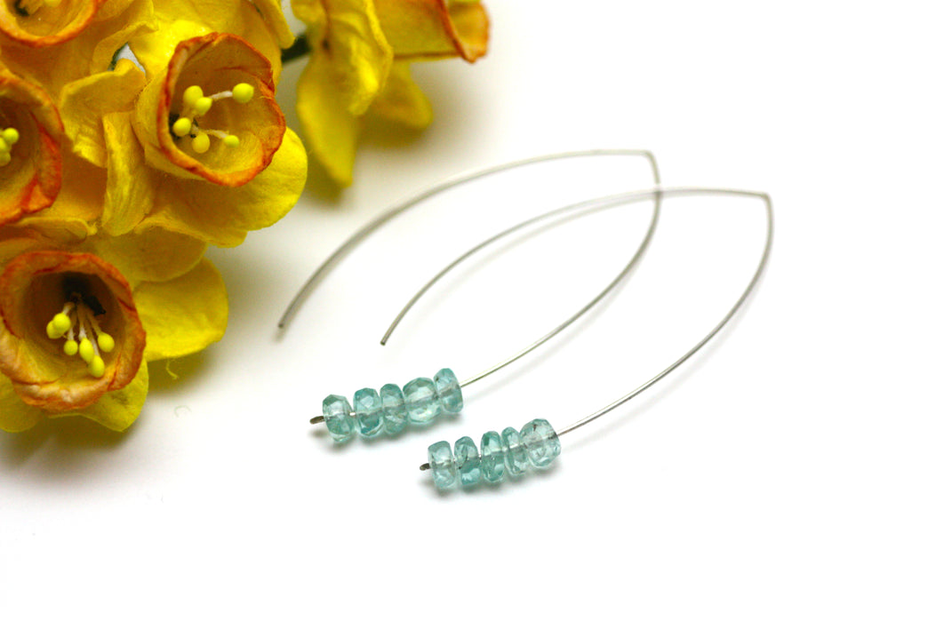 Blue Apatite Marquise Earrings in Silver
