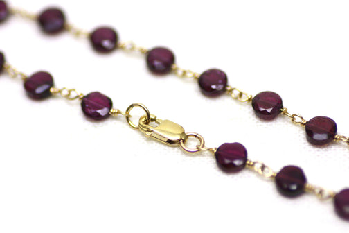 Garnet Bracelet in Wire Wrapped Gold