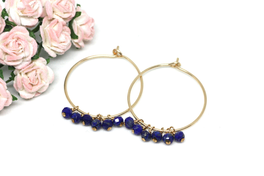 Lapis Lazuli Hoop Earrings in Gold