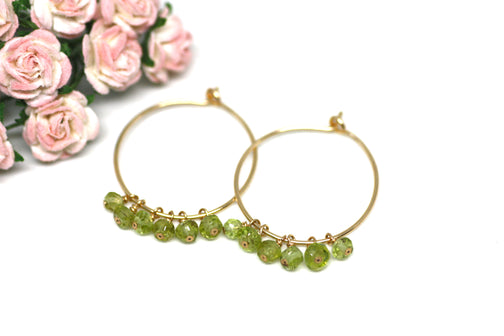 Peridot Hoop Earrings in Gold