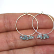 Blue Apatite Hoop Earrings in Silver