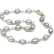 Light Grey Pearl Bracelet in Wire Wrapped Silver