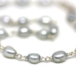Light Grey Pearl Bracelet in Wire Wrapped Silver