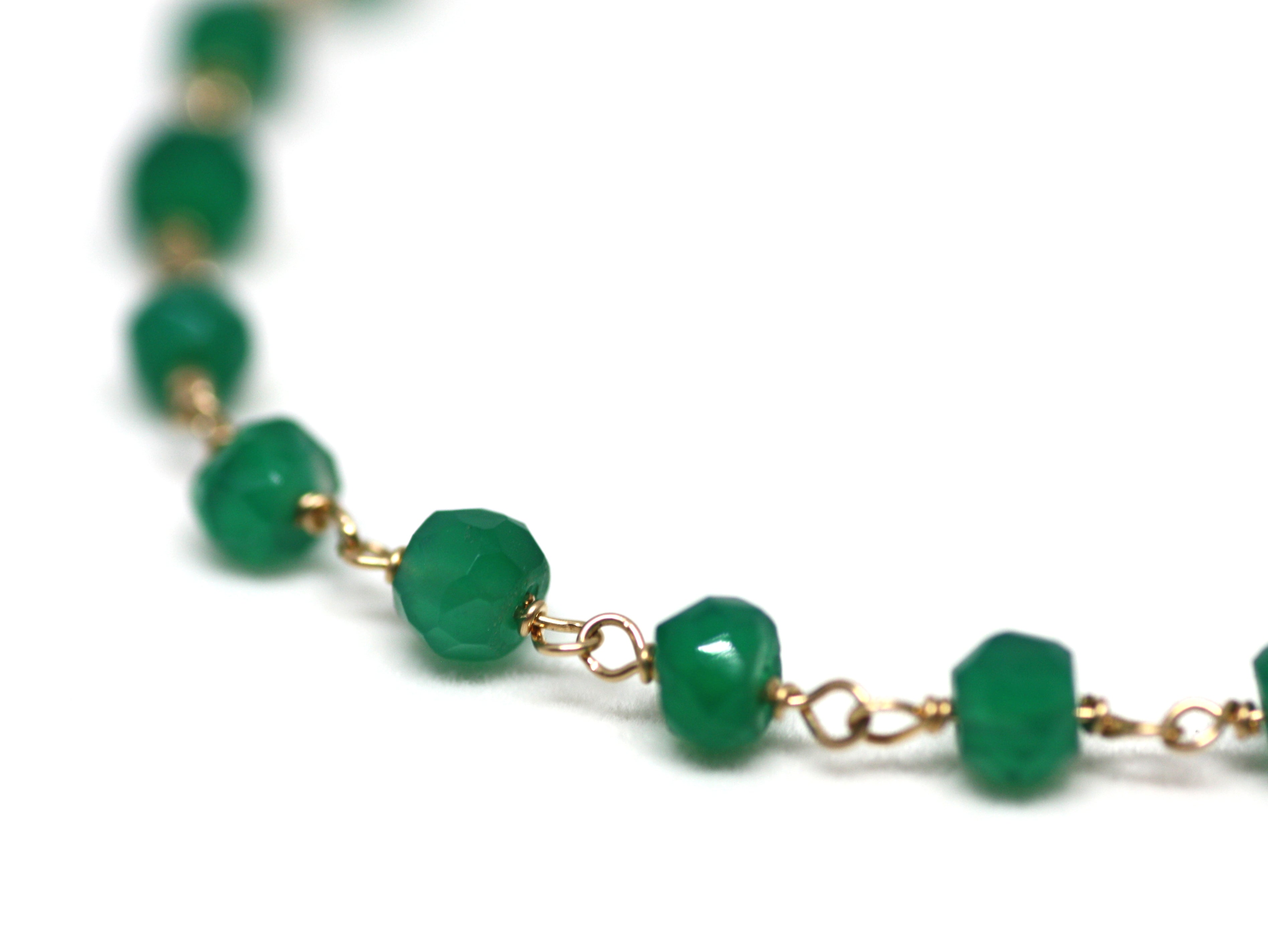 Green Onyx Bracelet in Wire Wrapped Gold