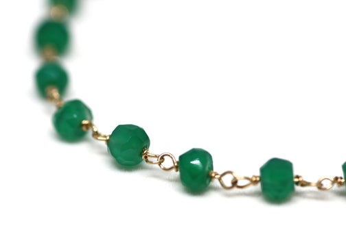 Green Onyx Bracelet in Wire Wrapped Gold