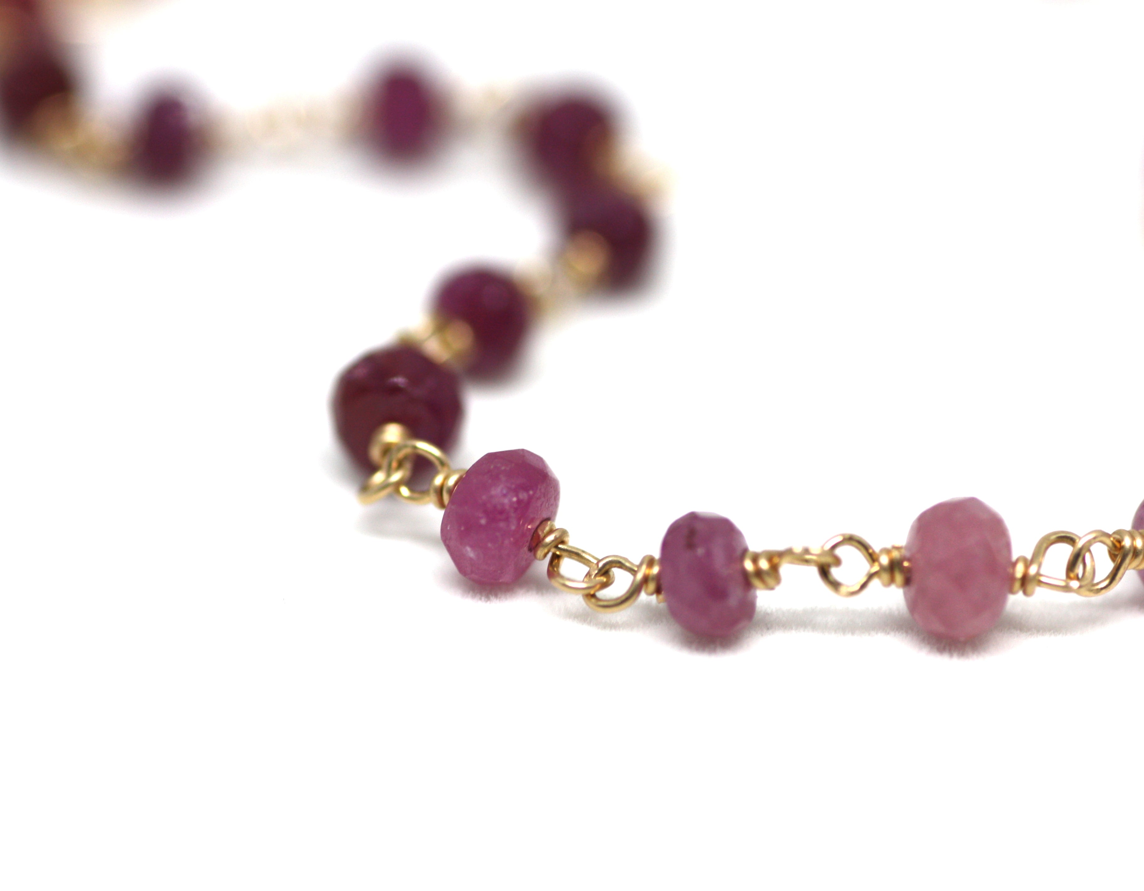 Ruby Gradient Bracelet in Wire Wrapped Gold